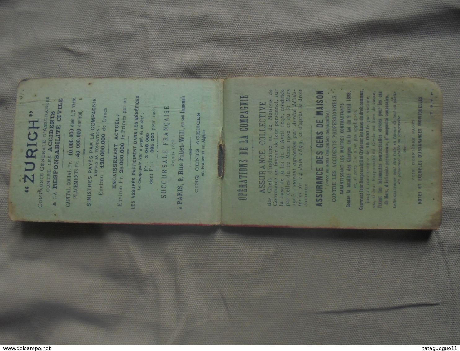 Ancien - Carnet + Calendrier 1907 Publicité "ZURICH" Assurances Paris - Kleinformat : 1901-20