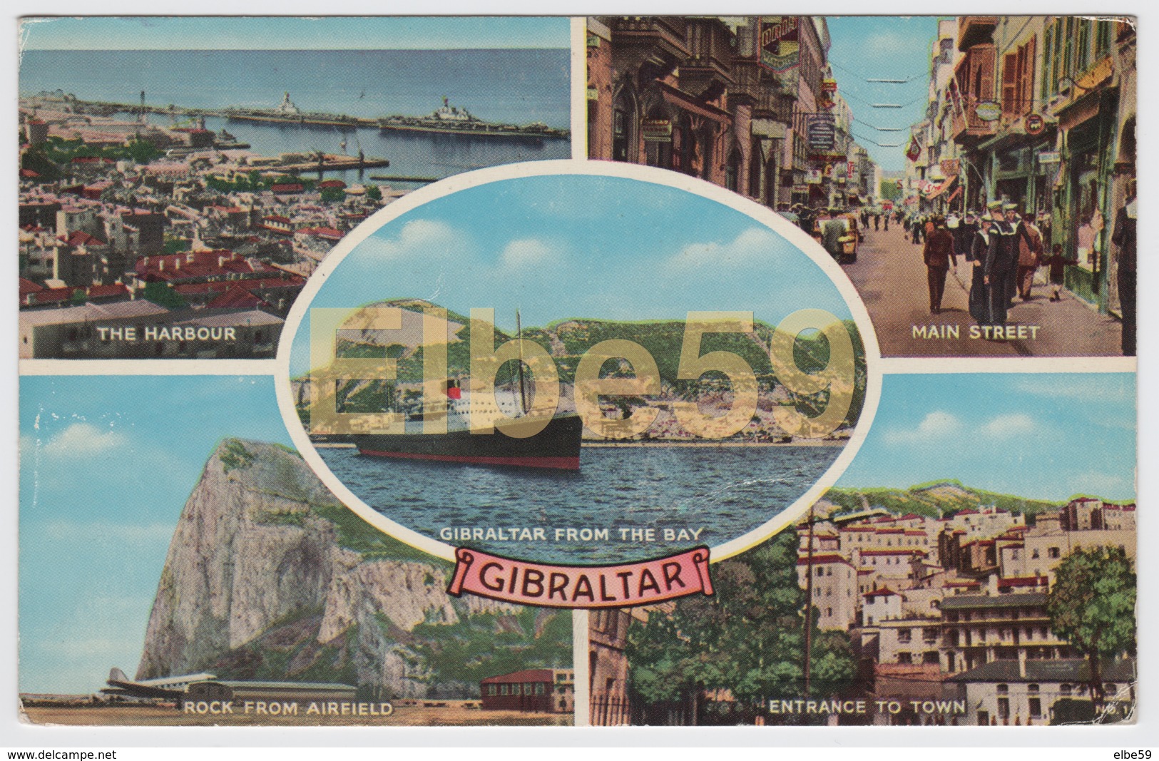 Gibraltar, Multiviews, Harbour, Airfield, Bay, Paquebot, Used - Gibraltar