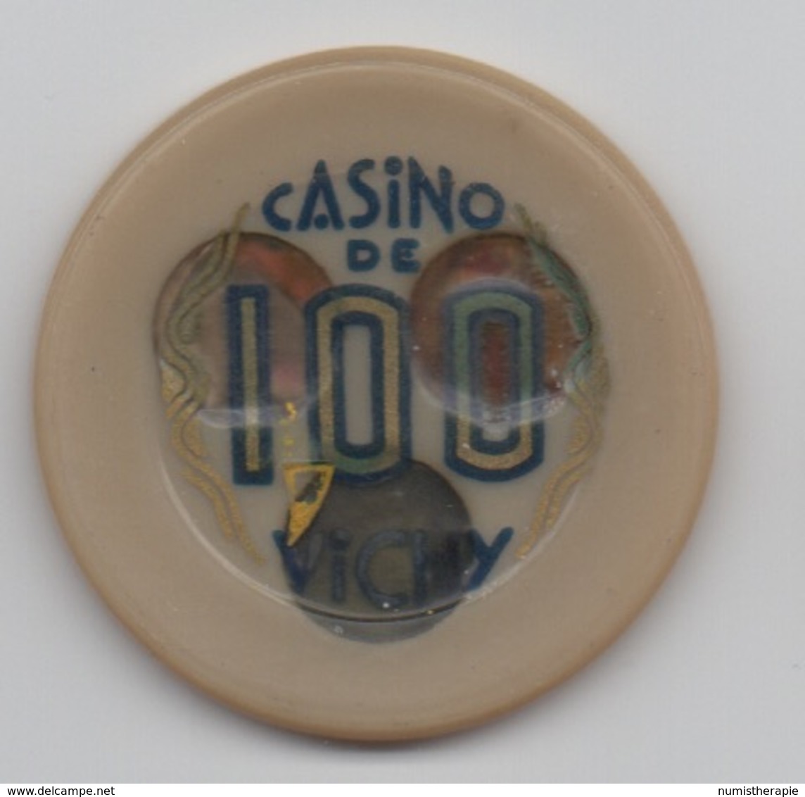 Jeton De Casino De Vichy 100 Anciens Francs Modifié Avec Virgule à 1,00 NF - Casino