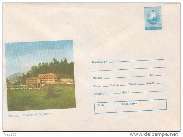 TOURISM, PREDEAL COLD CREEK CHALET, ERROR-SHIFTED IMAGE, COVER STATIONERY, ENTIER POSTAL, 1986, ROMANIA - Other & Unclassified