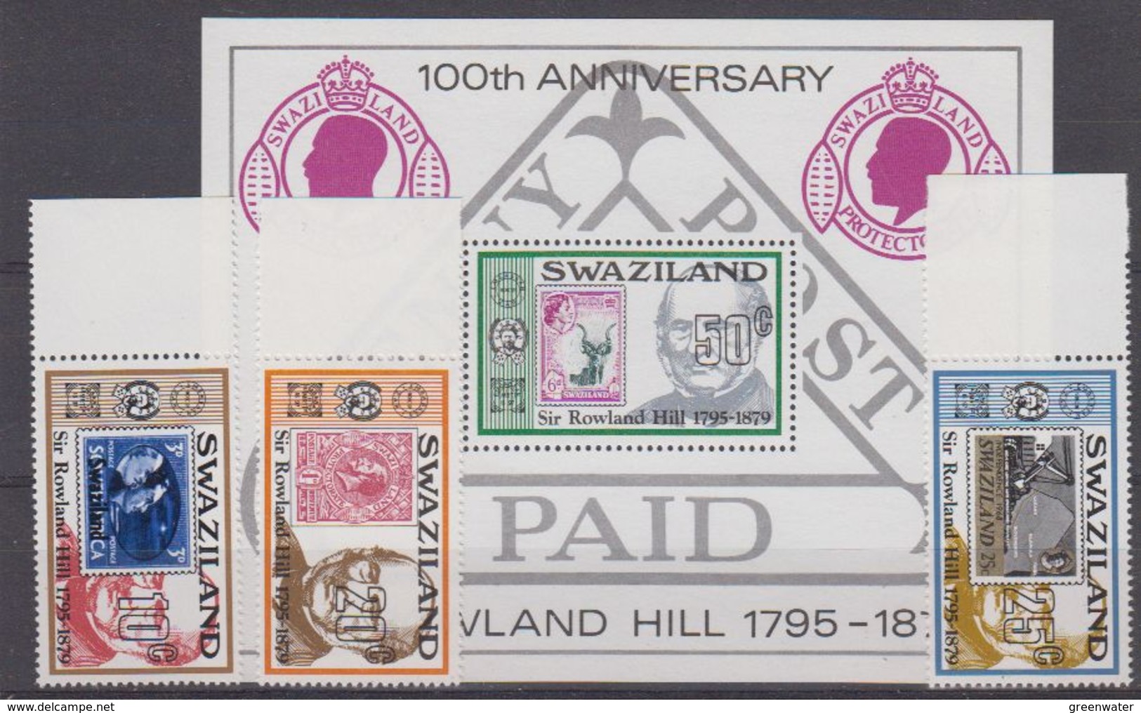 Swaziland 1979 Sir Rowland Hill 3v + M/s ** Mnh (40917) - Swaziland (1968-...)
