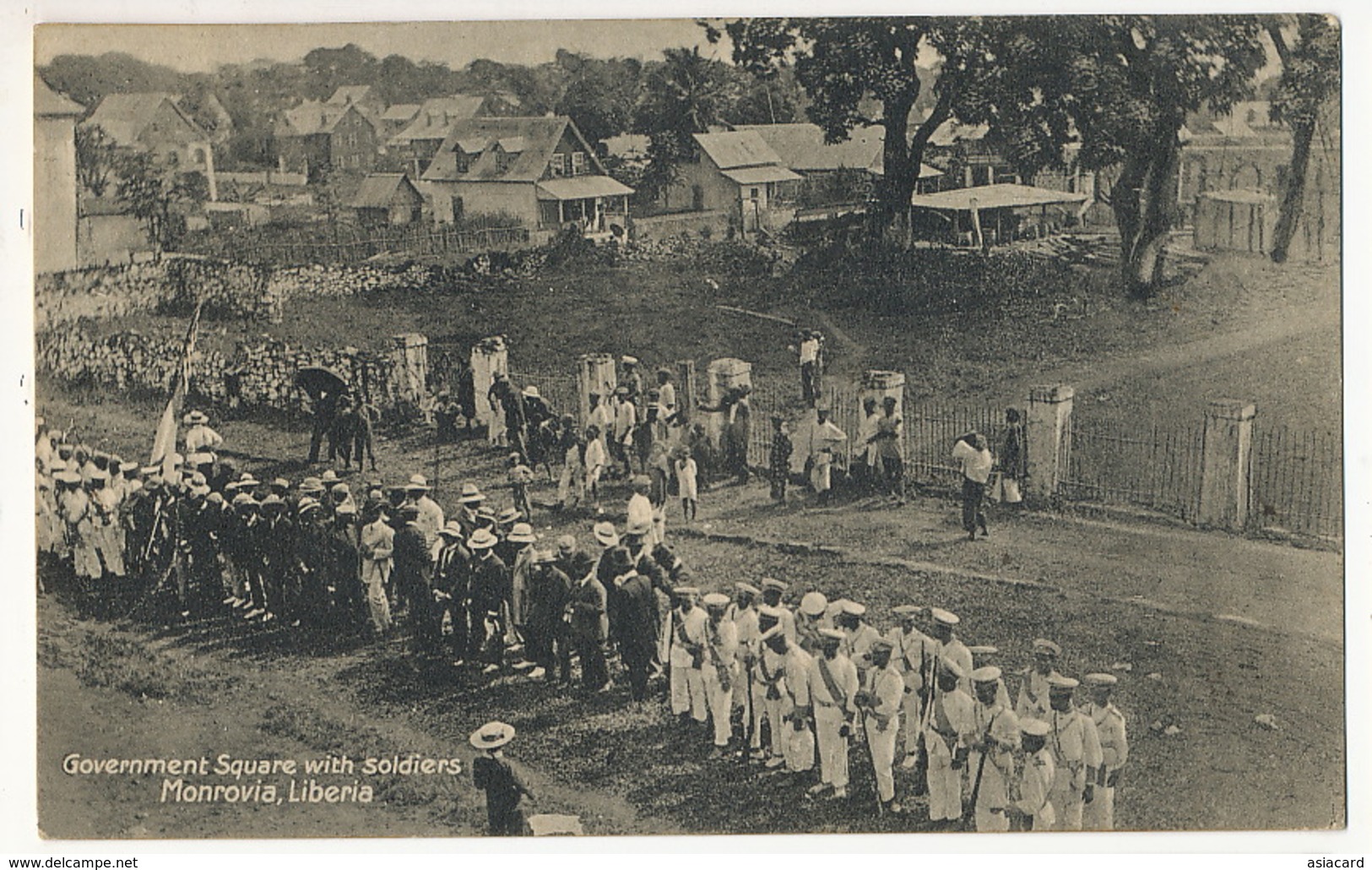 Monrovia Governement Square With Soldiers P. Used 1913 To Chateau De Montlivaut Loir Et Cher France - Liberia
