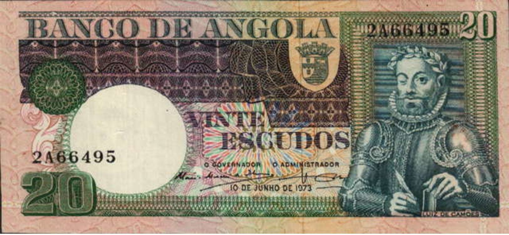 20 ESCUDOS DE 10 DE JUNHO DE 1973-LUIS DE CAMÕES-Nº.2A 66495 - Angola