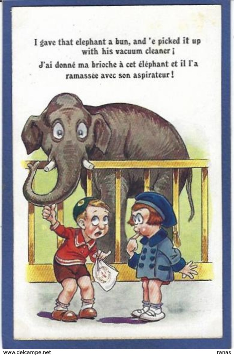 CPA éléphant Enfants écrite - Elephants