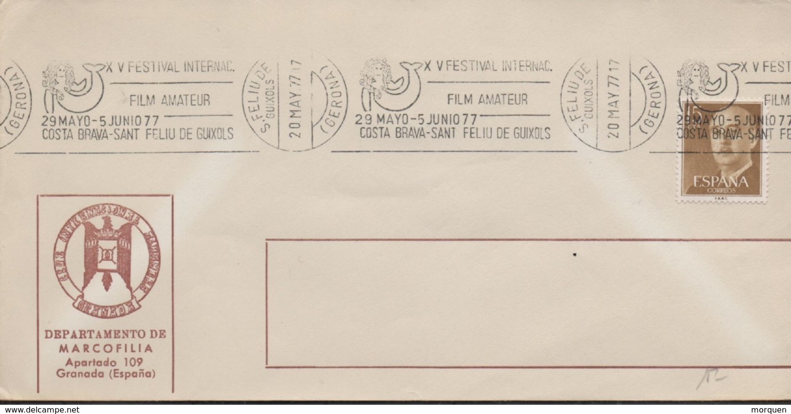 30169. Carta SAN FELIU De GUIXOLS (Gerona) 1977. CINE Film Amateur Costa Brava, Cinema, Film - Cartas & Documentos