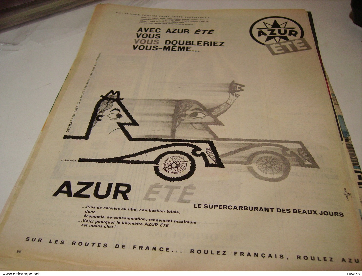 ANCIENNE PUBLICITE CARBURANT AZUR ETE 1959 - Autres & Non Classés