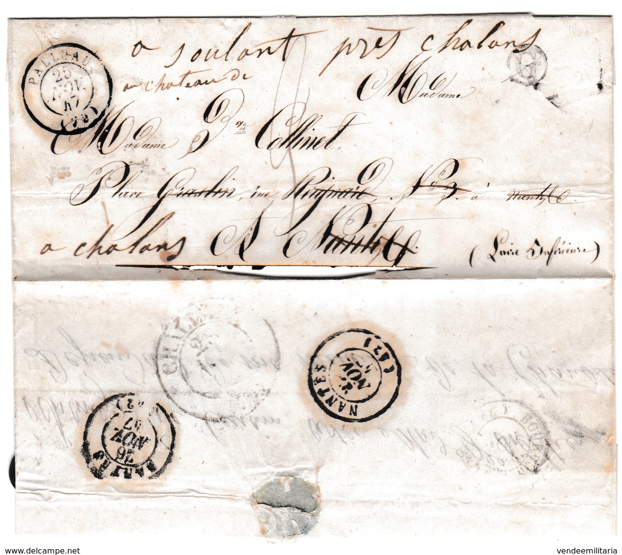 LSC Du 25/11/1847- Cachet Type 15 De PALLUAU VENDEE ( 79 ) - Marque Boite Rurale. G => St Etienne Des Bois ?  - - 1801-1848: Precursors XIX