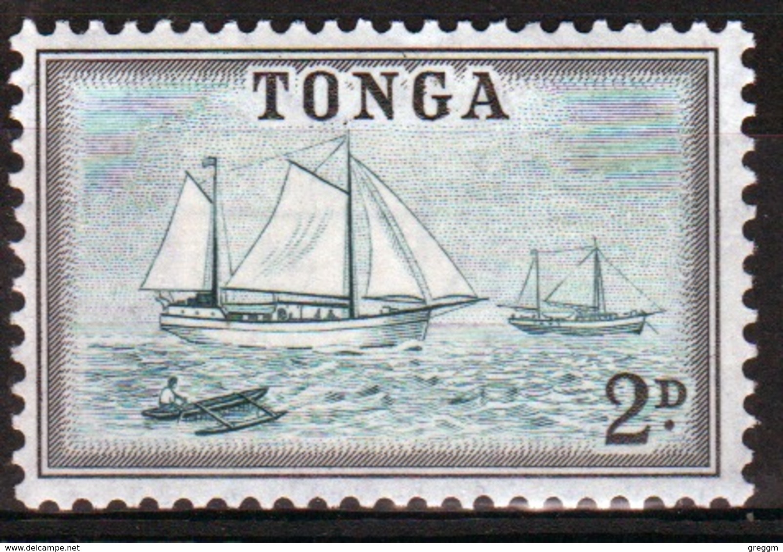 Tonga 1953 Single 2d Turquoise And Black Definitive Stamp. - Tonga (...-1970)