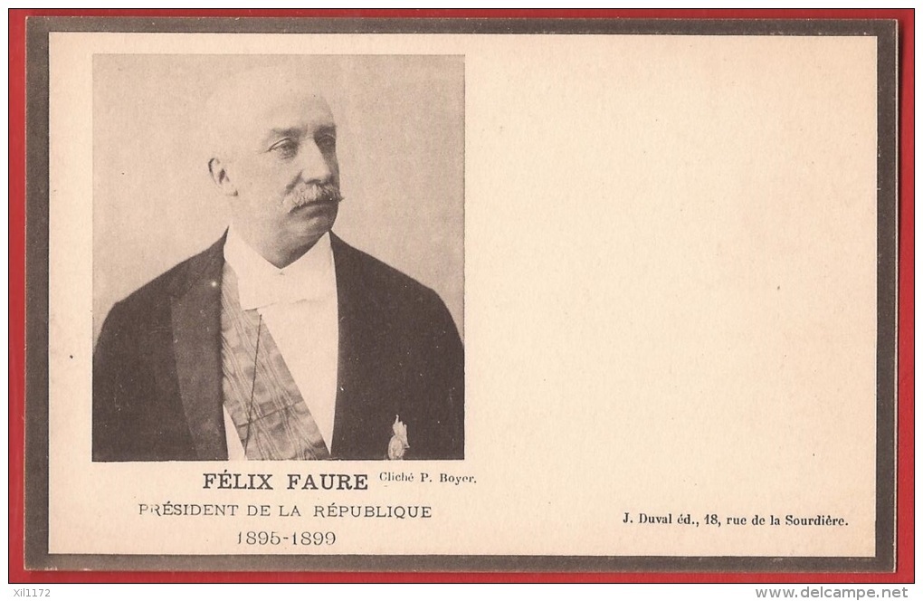 TMI1-18 Felix Faure  Président De La République 1895-1899 . Précurseur. Non Circulé - Personnages