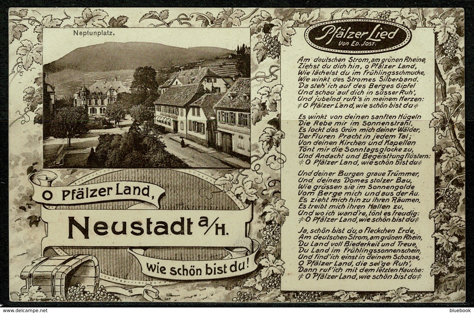 Ref 1230 - 1912 Postcard - Neustadt Bavaria Germany - Pfalzer Lied Folk Song Lyrics - Neustadt Waldnaab