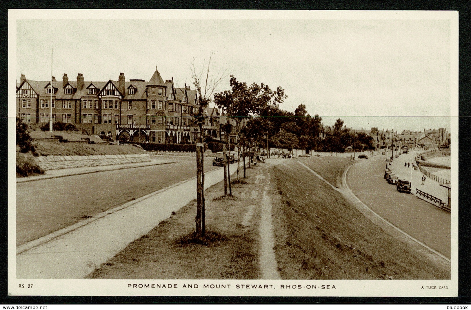 Ref 1230 - Raphael Tuck Postcard - Promenade & Mt Stewart Rhos-on-Sea - Denbighshire Wales - Denbighshire