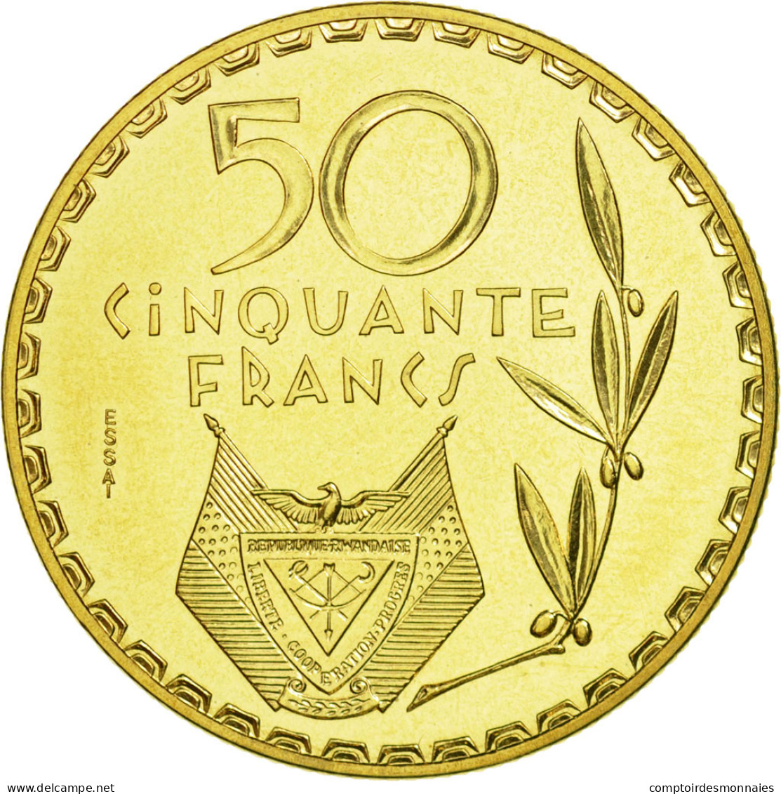 Monnaie, Rwanda, 50 Francs, 1977, Paris, ESSAI, FDC, Laiton, KM:E7 - Rwanda