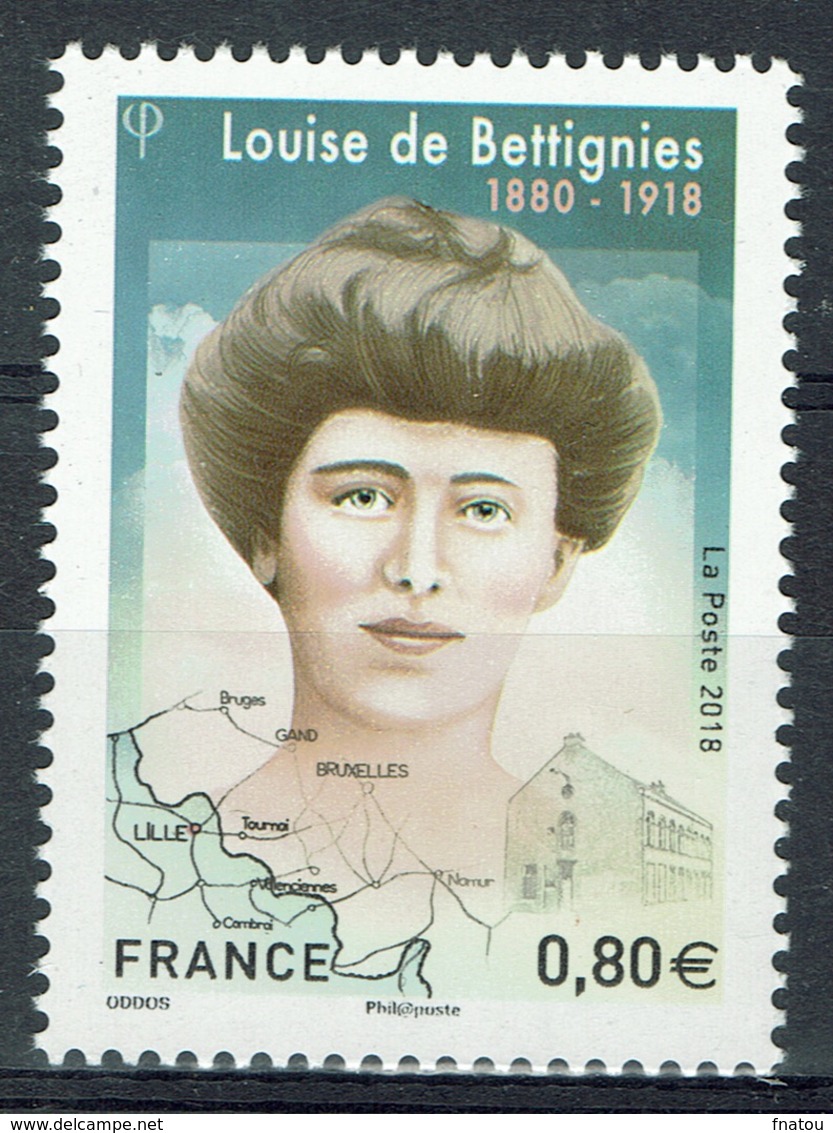 France, Louise De Bettignies, French Secret Agent, World War I, 2018, MNH VF - Nuovi