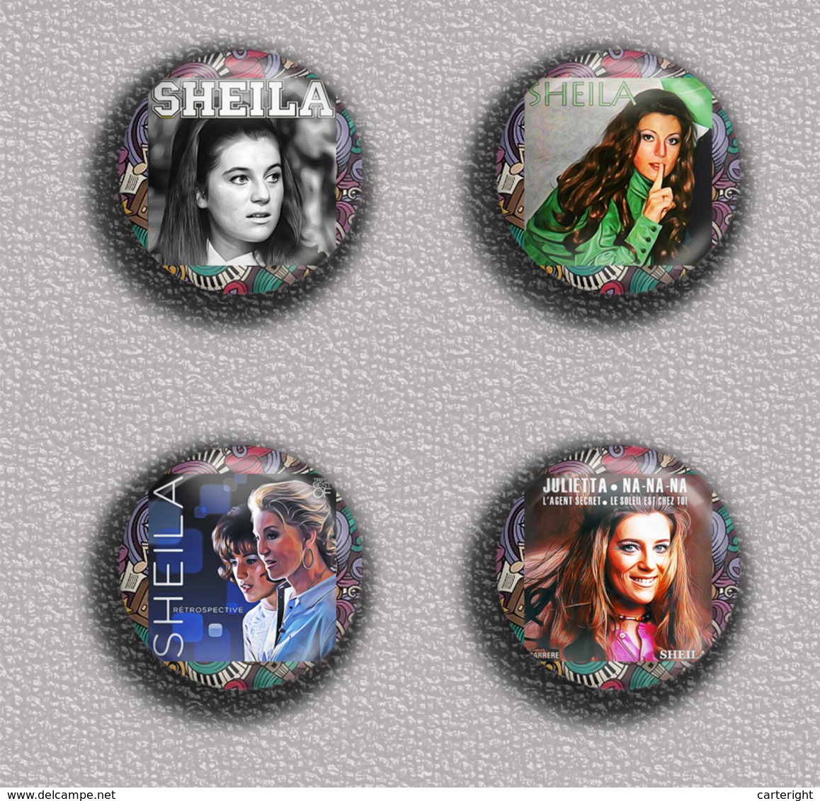 SHEILA Music Fan ART BADGE BUTTON PIN SET 5 (1inch/25mm Diameter) 35 DIFF - Musique