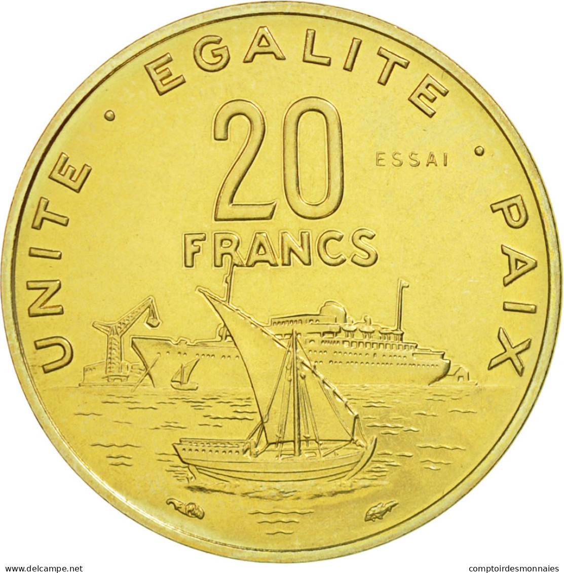 Monnaie, Djibouti, 20 Francs, 1977, Paris, ESSAI, FDC, Aluminum-Bronze, KM:E5 - Djibouti