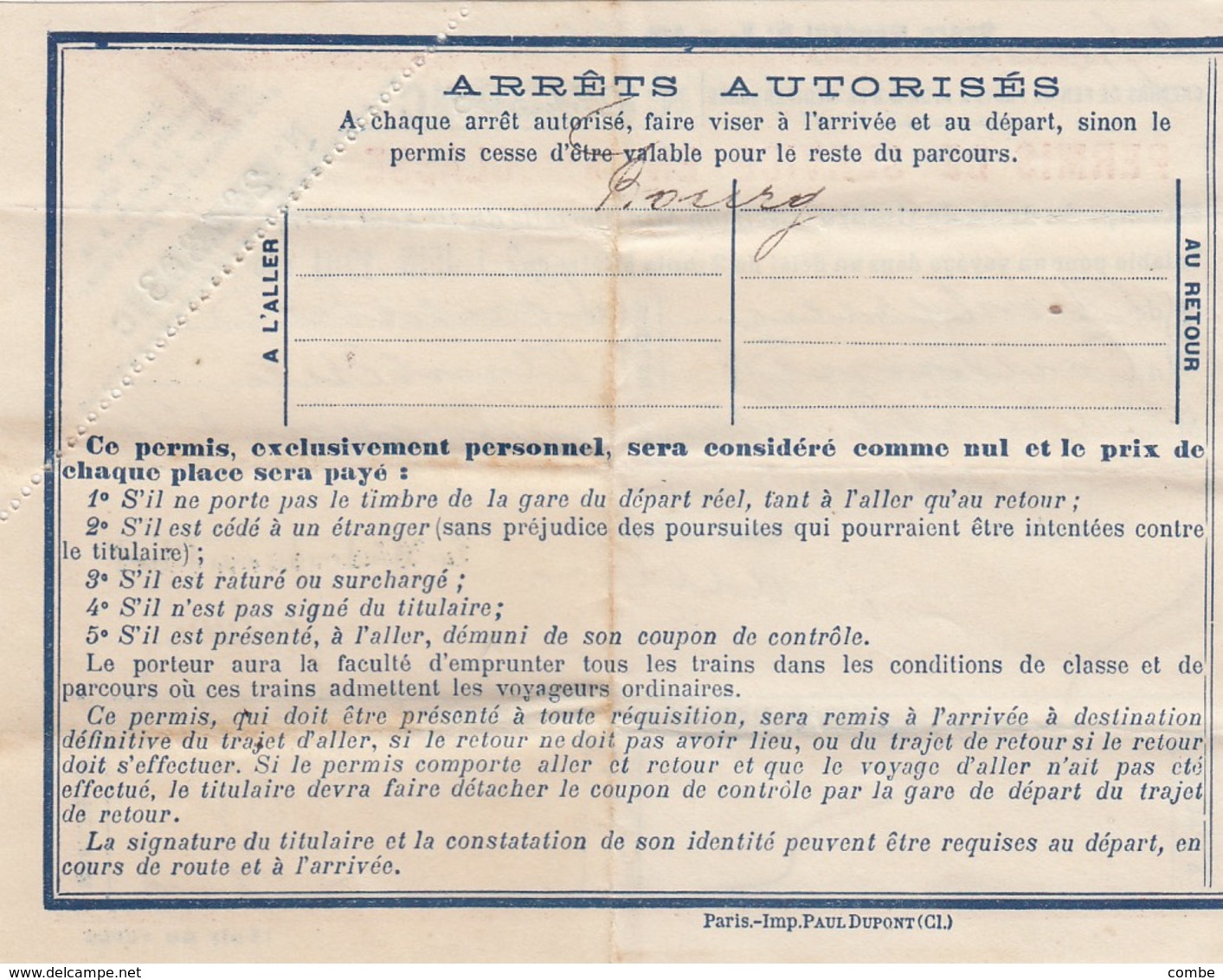 BILLET DE TRAIN. 1 JUIN 1901. 1° CLASSE DES CHEMINS DE FER PLM. AMBERIEUX,COUSANCE, BOURG-EN-BRESSE - Autres & Non Classés