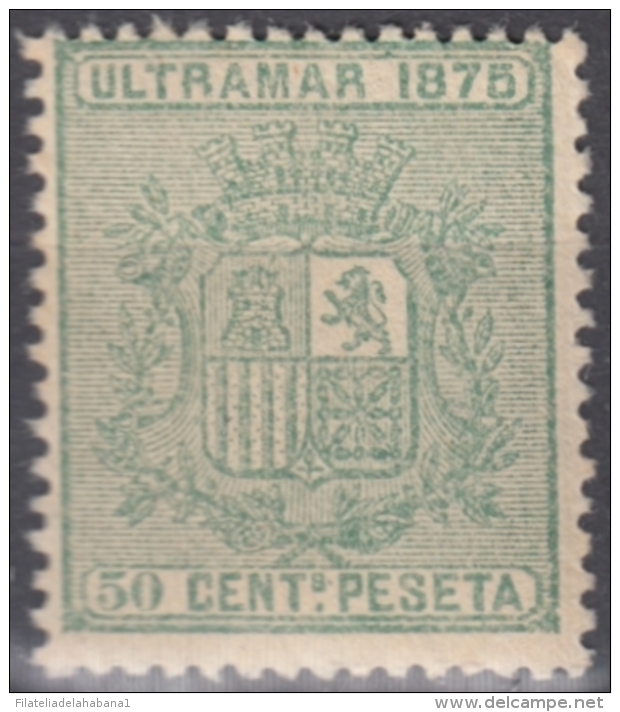 1875-91 CUBA ESPAÑA SPAIN. 50c. 1875. REPUBLICA. Ed.33. MNH. - Prefilatelia