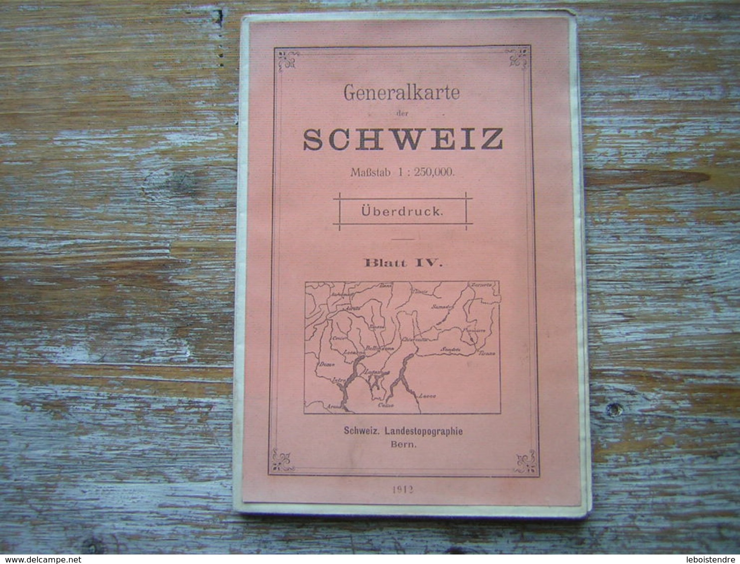 ANCIENNE CARTE ROUTIERE  GENERALKARTE SCHWEIZ UBERDRUCK BLATT IV  1912 Schweiz Landestopographie Bern - Roadmaps