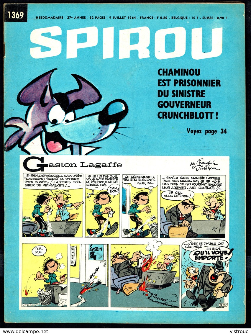 SPIROU N° 1369 -  Année 1964 - Couverture "GASTON" De FRANQUIN. - Spirou Magazine