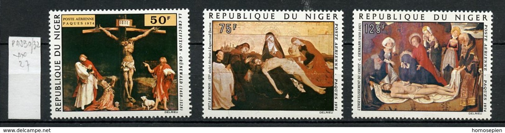 Niger Poste Aérienne 1974 Y&T N°PA230 à 232 - Michel N°423 à 425 *** - Série De Pâques - Guinée (1958-...)