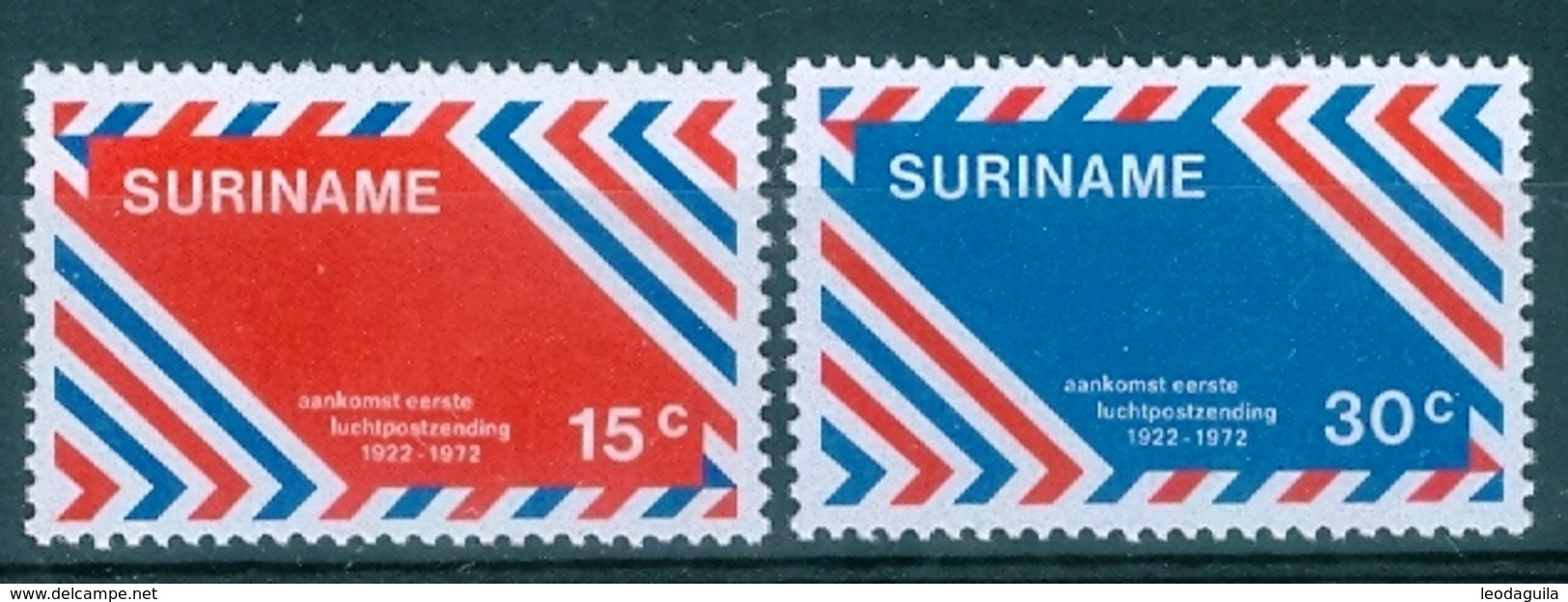 SURINAM  #397-8   The 50th Anniversary Of 1st Airmail In Surinam  2v  - 1972  MNH - Surinam