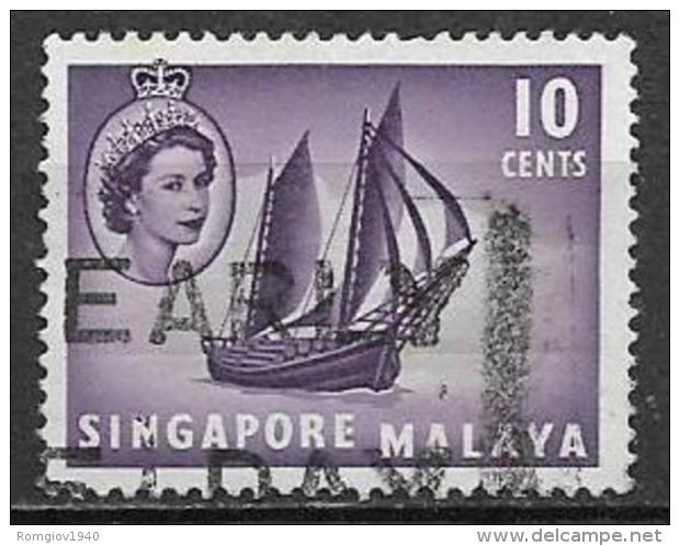 SINGAPORE COLONIA INGLESE 1955   SERIE ORDINARIA YVERT 34  USATO VF - Singapore (1959-...)