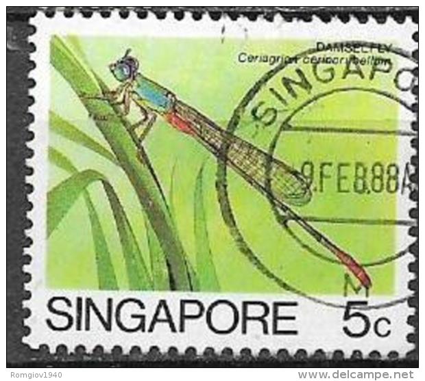 SINGAPORE  1985   SERIE ORDINARIA  INSETTI YVERT 455 USATO VF - Singapore (1959-...)