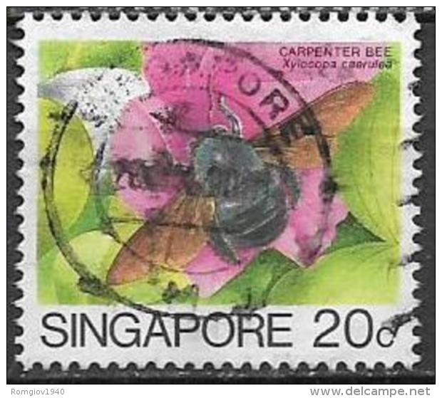 SINGAPORE  1985   SERIE ORDINARIA  INSETTI YVERT 458 USATO VF - Singapore (1959-...)