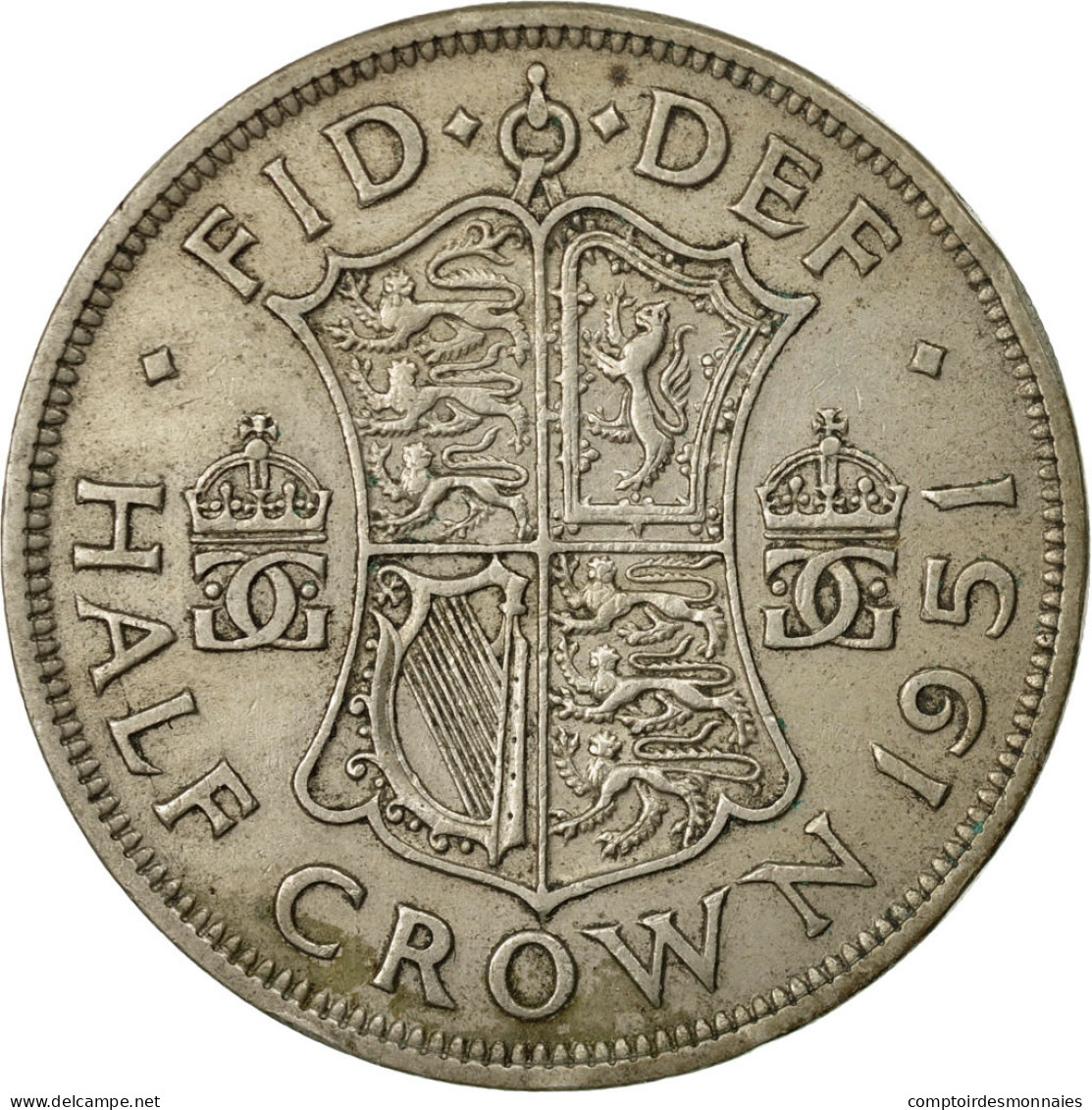 Monnaie, Grande-Bretagne, George VI, 1/2 Crown, 1951, TTB, Copper-nickel, KM:879 - K. 1/2 Crown