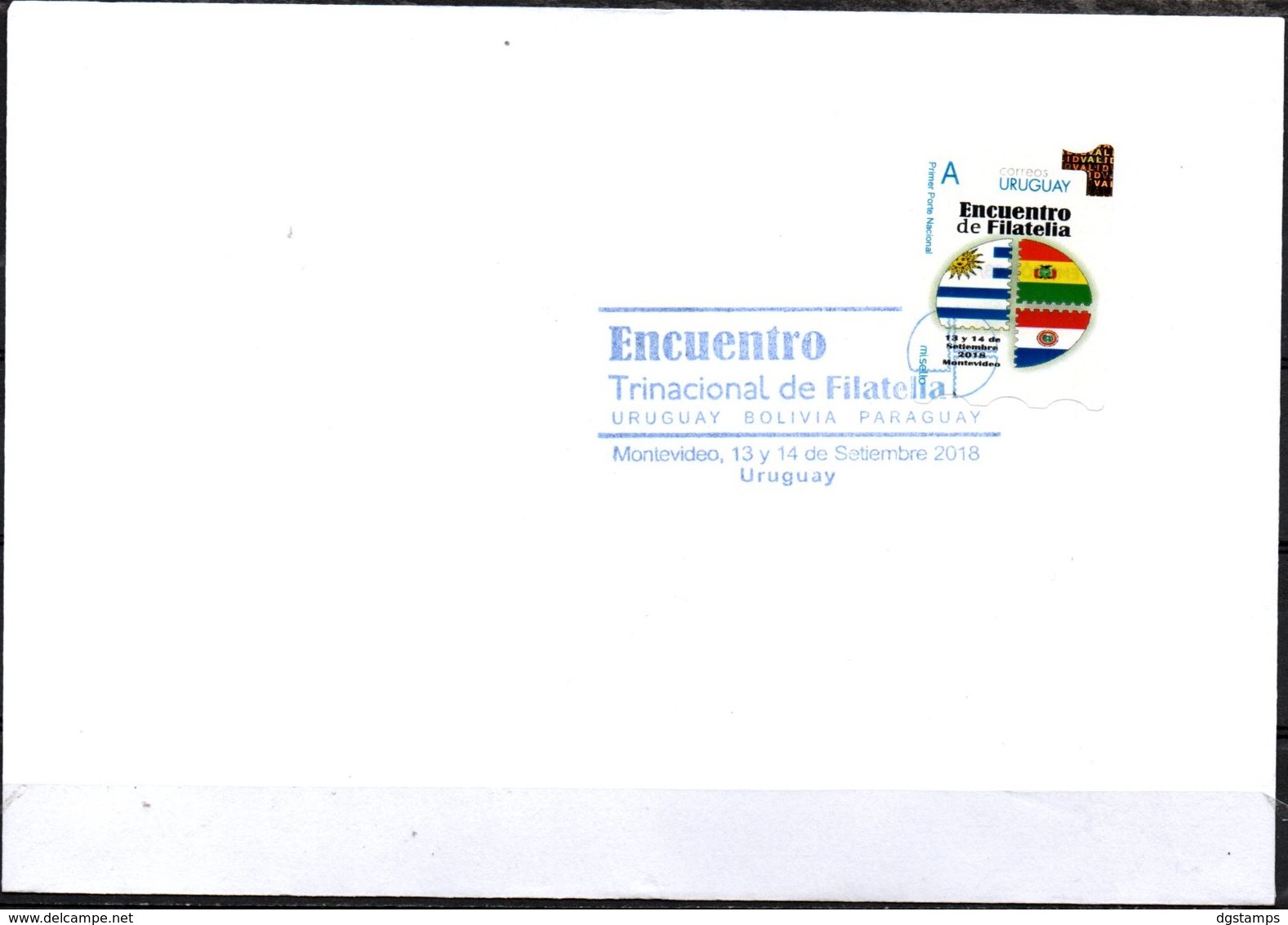 Uruguay 2018 FDC "Mi Sello" Encuentro Trinacional De Filatelia Uruguay - Bolivia - Paraguay. Banderas - Holograma. - Uruguay