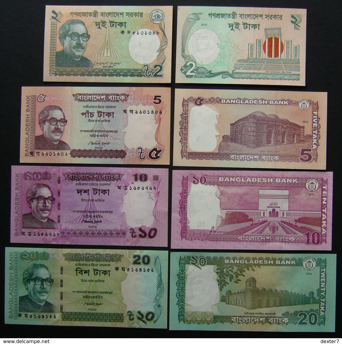 Bangladesh 2, 5, 10 E 20 Taka 2011-2013 FDS UNC - Bangladesh