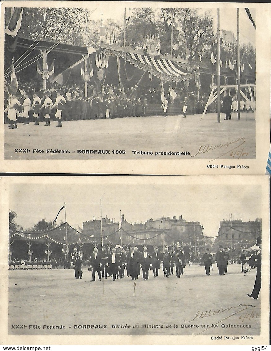 Fête Fédérale  Bordeaux  1905  Tribune Présidentielle Et Arrivée Du Ministre De La Guerre - Demonstrationen