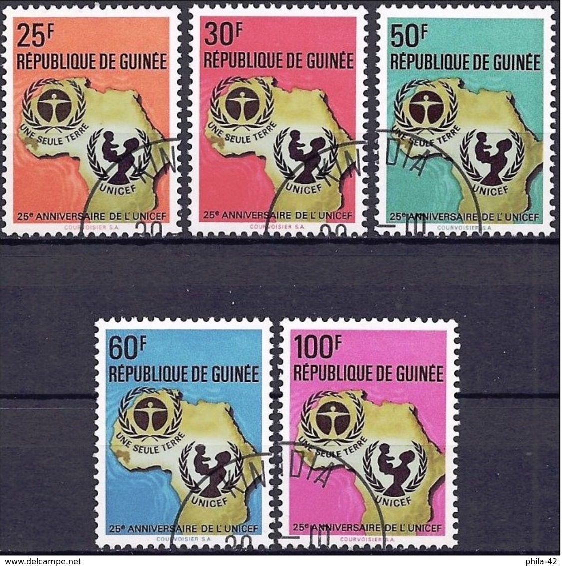 Guinea 1972 - 25° Anniversary Of UNICEF ( Mi 654/58 - YT 487/91 ) Complete Issue - Guinée (1958-...)