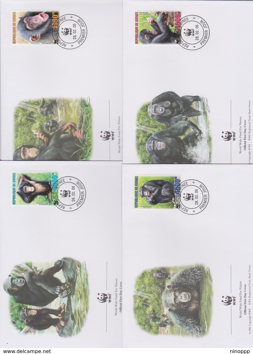 World Wide Fund For Nature 2006 Guinea Chimpanzee ,Set 4 Official First Day Covers - FDC