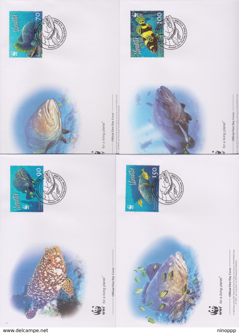 World Wide Fund For Nature 2006 Vanuatu - Giant Grouper,Set 4 Official First Day Covers - FDC