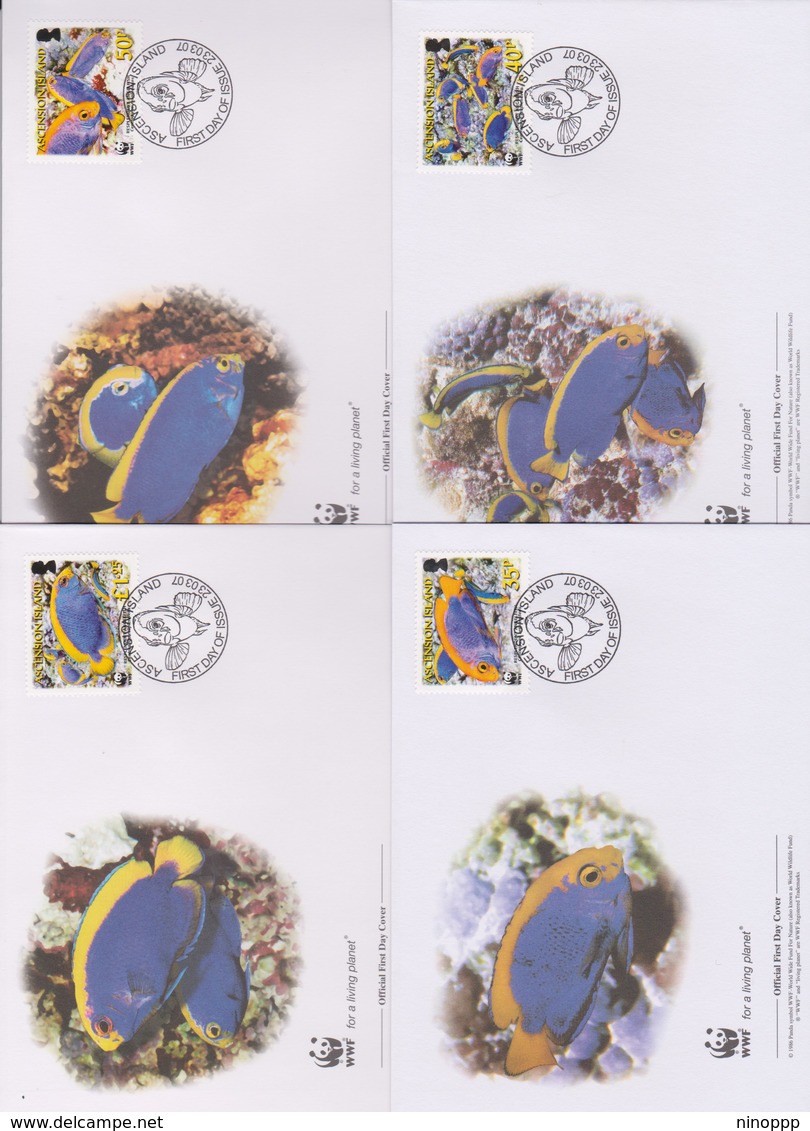 World Wide Fund For Nature 2007 Ascension-resplendent Angelfish ,Set 4 Official First Day Covers - FDC