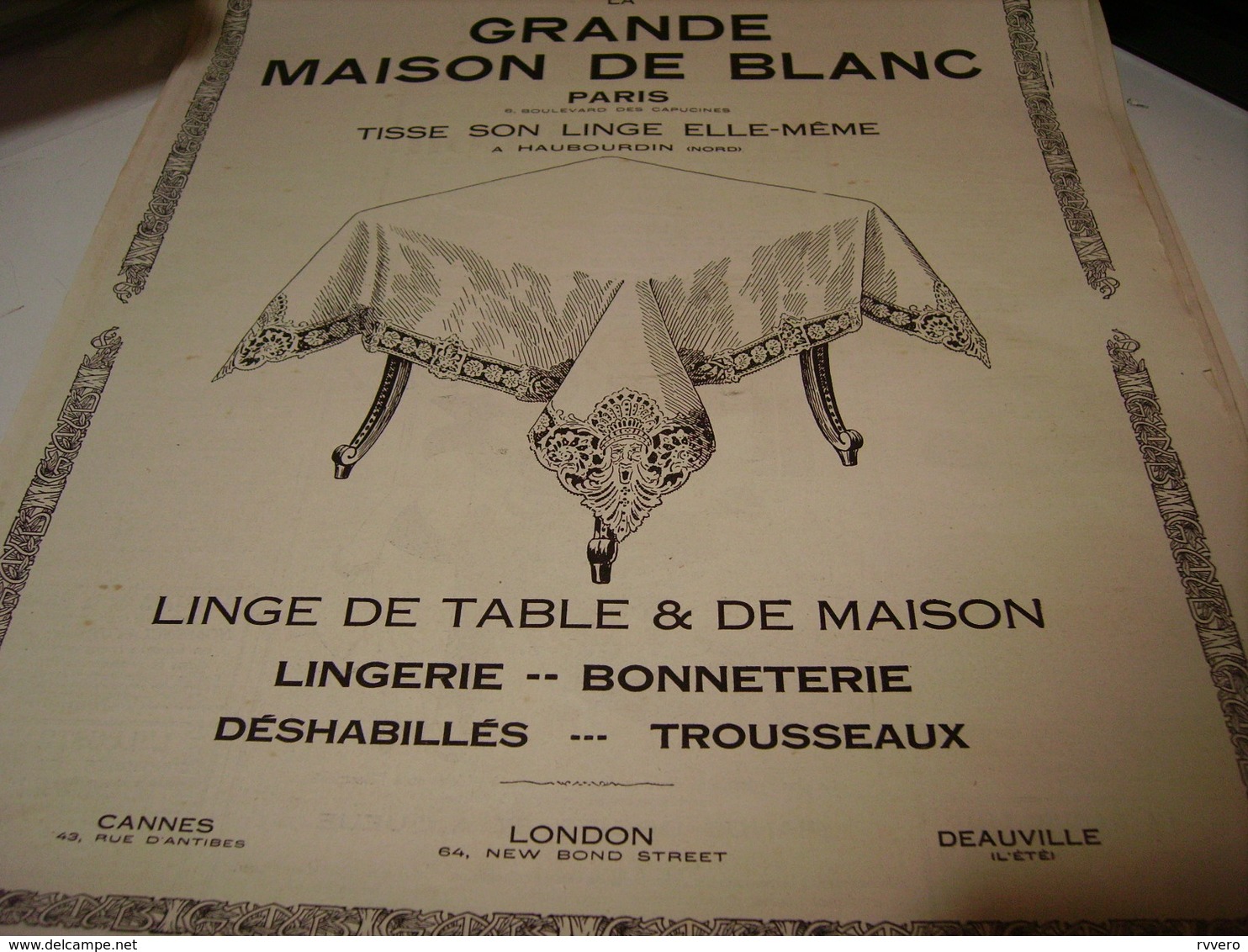 ANCIENNE PUBLICITE MAGASIN LA GRANDE MAISON DE BLANC PLACE OPERA 1922 - Affiches