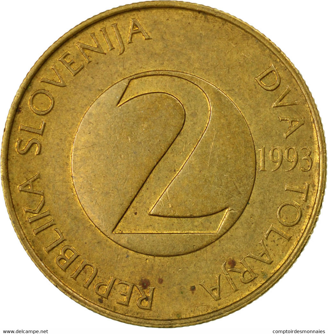 Monnaie, Slovénie, 2 Tolarja, 1993, TB+, Nickel-brass, KM:5 - Slovenia