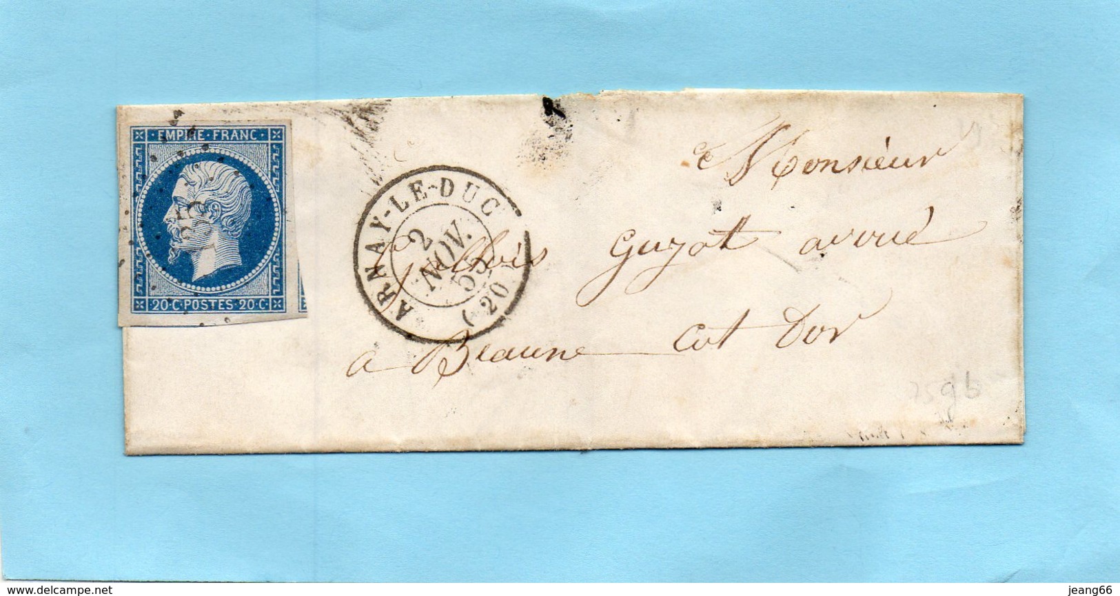 Cachet 15 ARNAY LE DUC (20)p.c.135 Sur N°14 I,L.S.C. Pour BEAUNE Le 2/11/55 - 1849-1876: Période Classique