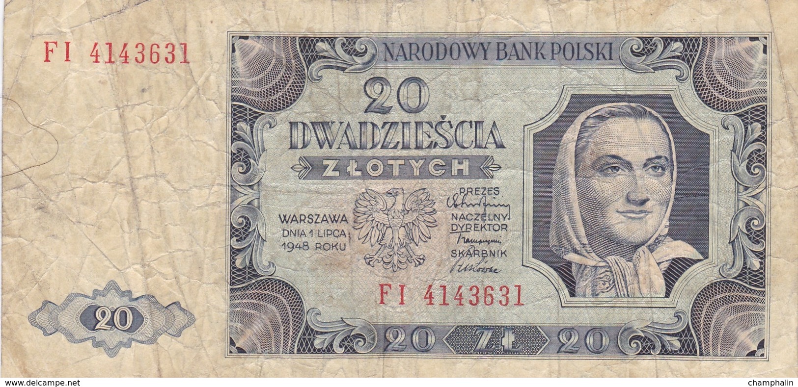 Pologne - Billet De 20 Zlotych - 1er Juillet 1948 - Polonia