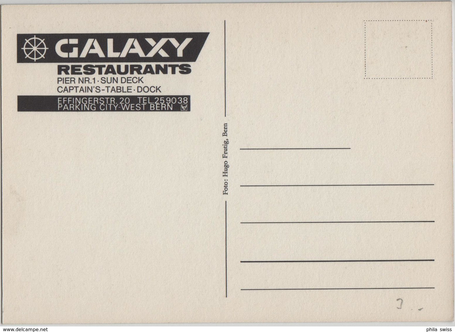 Galaxy Restaurants - Effingerstr. 20, Bern - Photo: Hugo Frutig - Autres & Non Classés