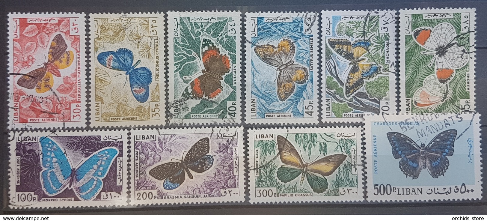 Lebanon 1965 Mi 900-909 Complete Set - Butterflies Issue - Butterfly - Lebanon