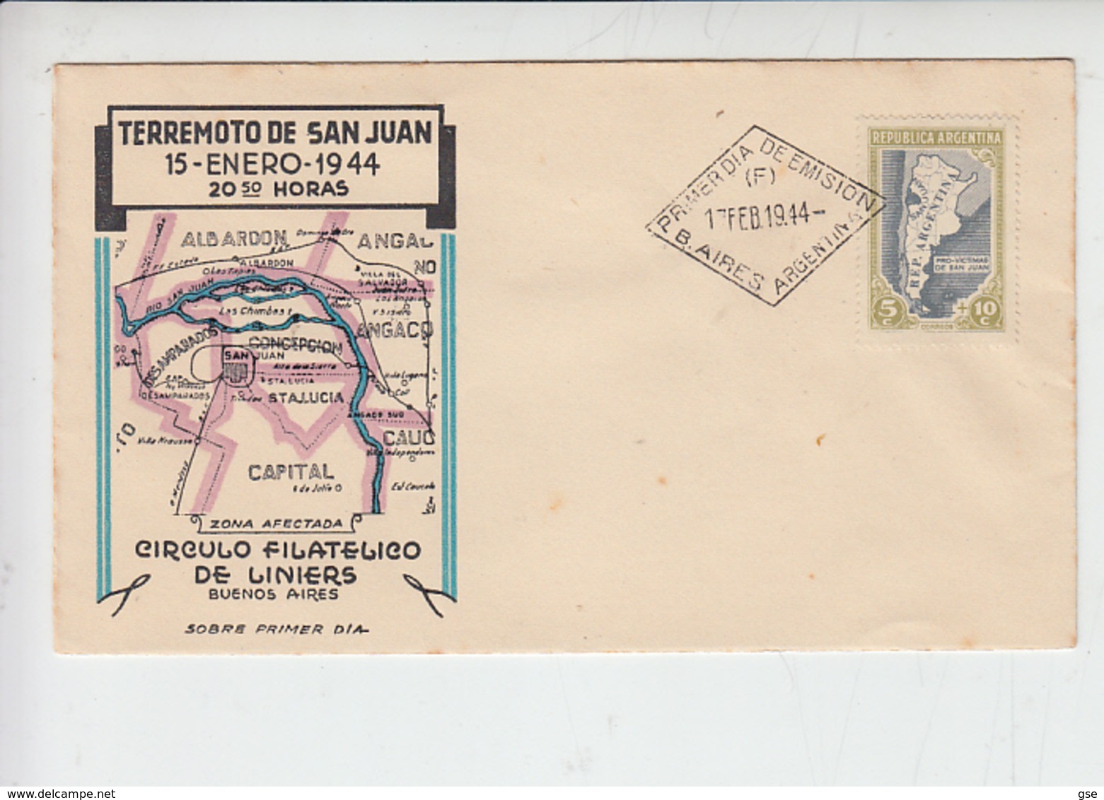 ARGENTINA 1944 - FDC - Yvert 438 - Vittime Terremoto - Altri & Non Classificati