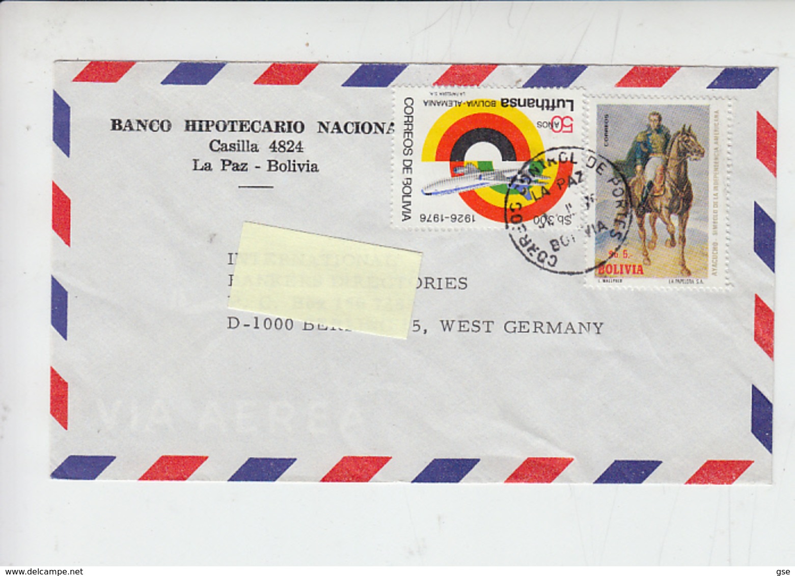 BOLIVIA  1976 - Yvert 527-540 - Lettera Per West Germany - Bolivia