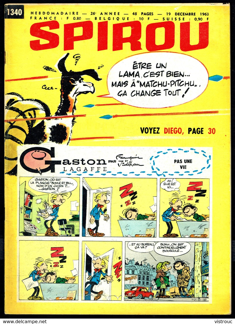 SPIROU N° 1340 - Année 1963 - Couverture "Gaston" De FRANQUIN. - Spirou Magazine