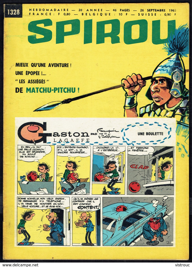 SPIROU N° 1328 -  Année 1963 - Couverture "GASTON" De FRANQUIN. - Spirou Magazine