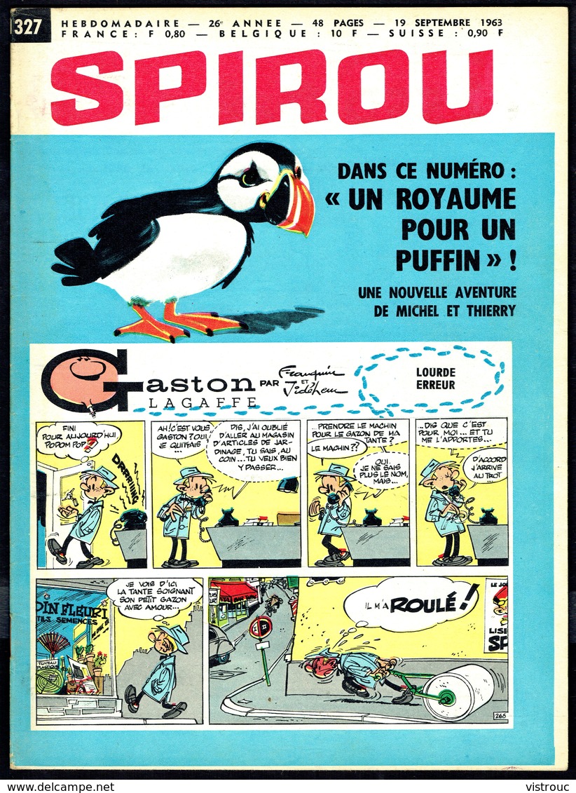 SPIROU N° 1327 -  Année 1963 - Couverture "GASTON" De FRANQUIN. - Spirou Magazine