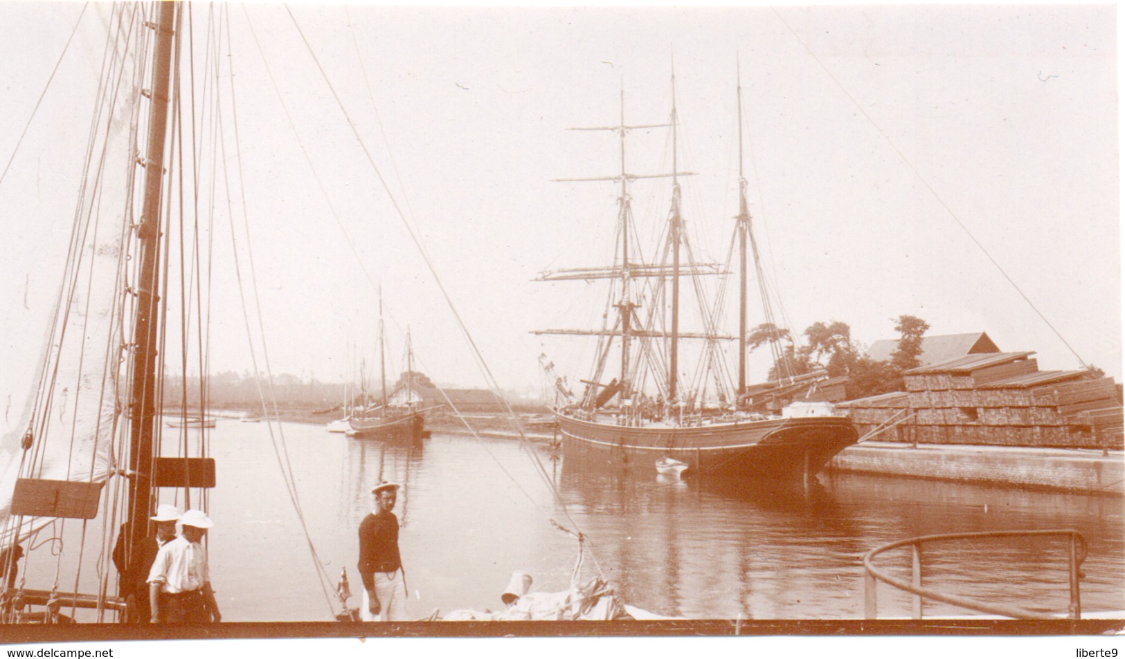 Voilier - Photo ! C.1900 Trois Mats Courseulles Sur Mer - Pecheur - Bateaux