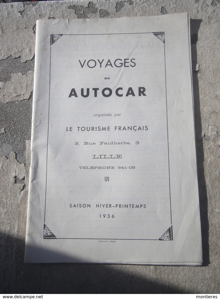 Prospectus 1936 Voyages En Autocar Le Tourisme Français Lille - Front Populaire - Transport