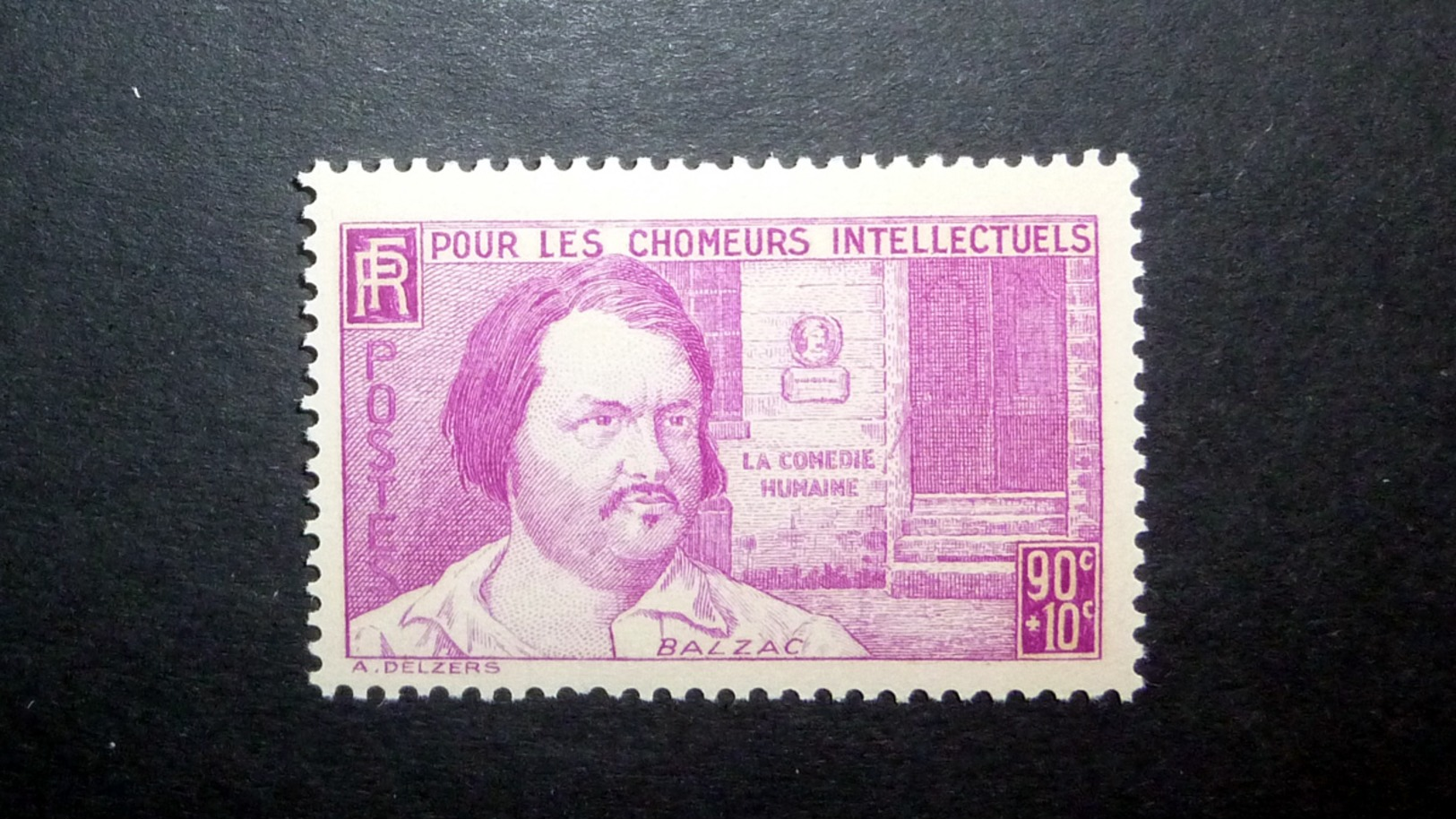 FRANCE 1939 N°438 ** (POUR LES CHÔMEURS INTELLECTUELS 5ÈME SÉRIE. BALZAC. 90C + 10C LILAS-ROSE) - Neufs